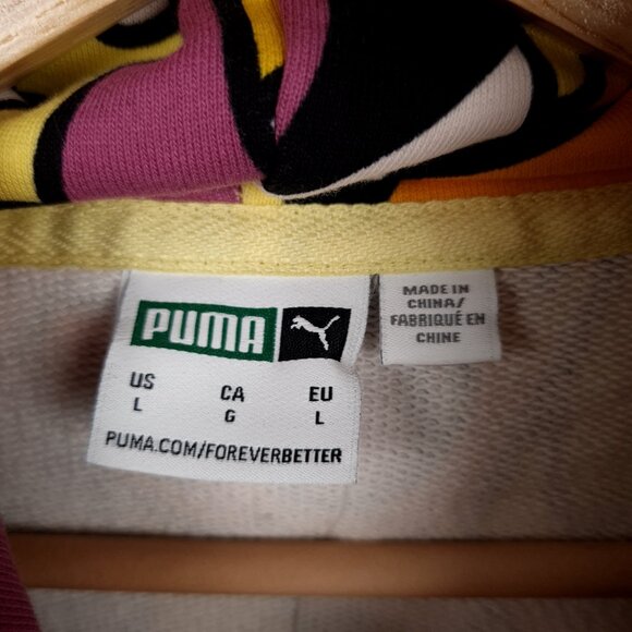 Puma BRITTO Hoodie Mens Large Yellow Orange AOP Graffiti Art Streatwear 90s insp - Picture 16 of 16